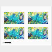 緑の遊森の中の笛と鹿 長方形シール (シート)