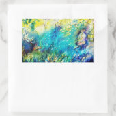 緑の遊森の中の笛と鹿 長方形シール (バッグ)