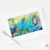 緑の遊森の中の笛と鹿 長方形シール (封筒)