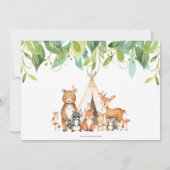 緑の部族の森林動物の誕生日写真 招待状 (裏面)