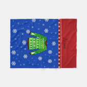 緑の醜いクリスマスセーター青い雪の結晶に名前を付ける フリースブランケット (正面(横))