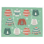 緑の醜いクリスマスセーター&スノーフレーク ラージペーパーバッグ (裏面)