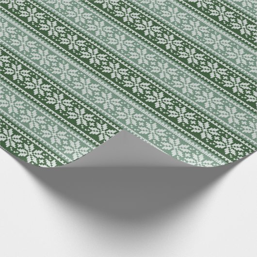 緑の醜いセーター編み雪の結晶パターン ラッピングペーパー (角)