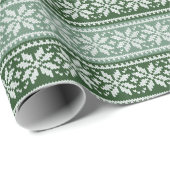 緑の醜いセーター編み雪の結晶パターン ラッピングペーパー (ロールコーナー)