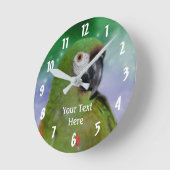 緑の重症マコーオウム動物 ラウンド壁時計 (傾斜)