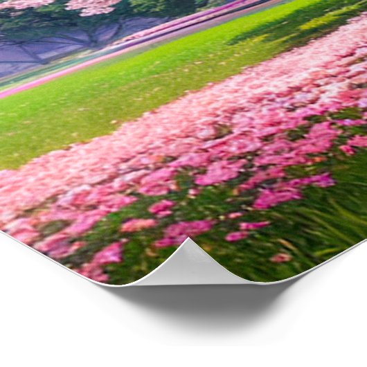 緑の野と花の木 ポスター (角)