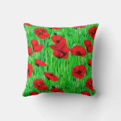 緑の野に咲くケシ クッション (裏面)