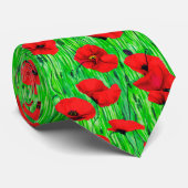 緑の野に咲くケシ ネクタイ (ロール)