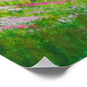 緑の野に咲くピンクの花 ポスター (角)