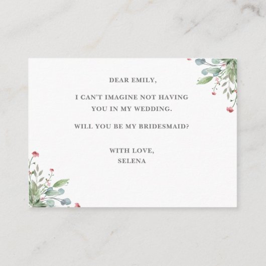 緑の野の草地で私の花嫁になる エンクロージャーカード (裏面)