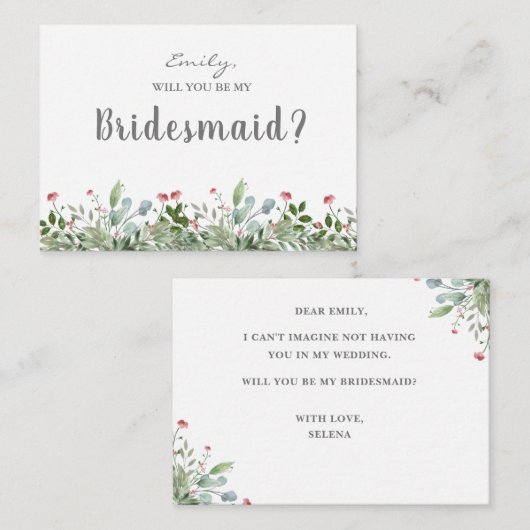 緑の野の草地で私の花嫁になる エンクロージャーカード (正面/裏面)