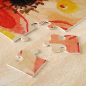 緑の野生のサンゴの花の水色 ジグソーパズル (側面)