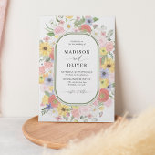 緑の野生の花フローラ水色結婚の 招待状
