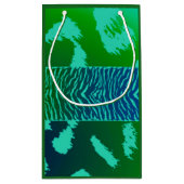 緑の野生動物のパターン スモールペーパーバッグ (裏面)