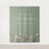 緑の野草未来ミセス写真ブース背景 タペストリー (正面)