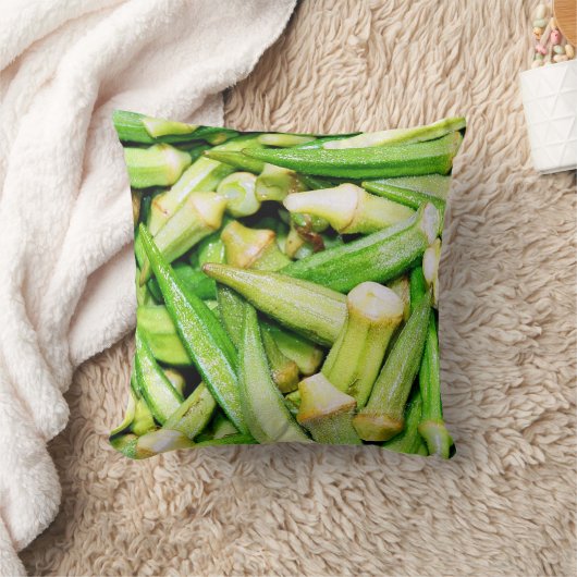 緑の野菜のオクラの枕 クッション (ブランケット)