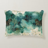 緑の金の鳥のいるクリスマスツリー アクセントクッション (裏面)