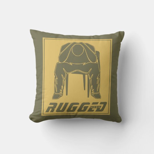 緑の金ゴールドでごつごつした男の保持ヘッド |考えの男 クッション (正面)