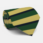 緑の金ゴールドとネイビーの水平のストライプ ネクタイ (ロール)