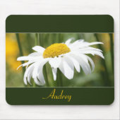 緑の金ゴールドと白い花 マウスパッド (正面)