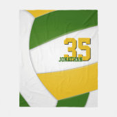 緑の金ゴールドと白のチームカラーバレーボール フリースブランケット (正面)