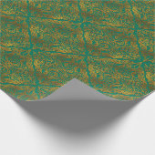 緑の金ゴールドのエンボスの東洋パターン ラッピングペーパー (角)