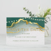 緑の金ゴールドのゲートとライト日付カードの保存 招待状 (スタンド正面)