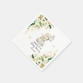 緑の金ゴールドのサファリの動物がベビーシャワーでドライブ スタンダードカクテルナプキン (角)