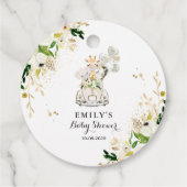 緑の金ゴールドのサファリの動物がベビーシャワーでドライブ フェイバータグ (裏面)