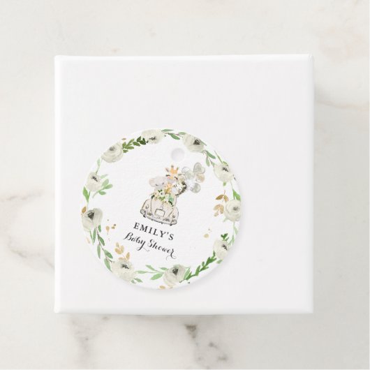 緑の金ゴールドのサファリの動物がベビーシャワーでドライブ フェイバータグ (インサイチュ)