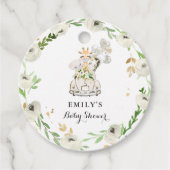 緑の金ゴールドのサファリの動物がベビーシャワーでドライブ フェイバータグ (正面)