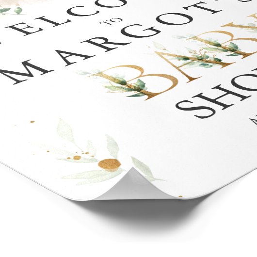 緑の金ゴールドのサファリの動物がベビーシャワーでドライブ ポスター (角)