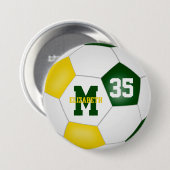 緑の金ゴールドの女の子の男の子サッカーチームカラー 缶バッジ (正面&裏面)