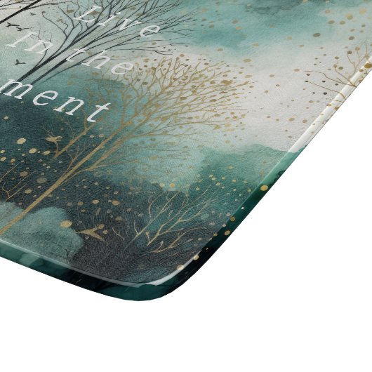 緑の金ゴールドの木と鳥のクリスマス カッティングボード (角)