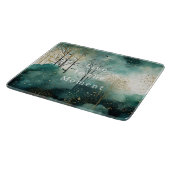 緑の金ゴールドの木と鳥のクリスマス カッティングボード (角)