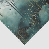 緑の金ゴールドの木と鳥のクリスマス 薄葉紙 (詳細)