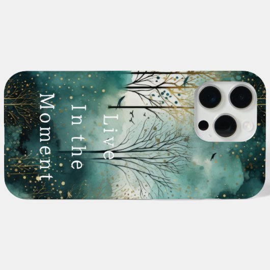 緑の金ゴールドの木と鳥のクリスマス Case-Mate iPhoneケース (裏面 (横))