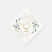 緑の金ゴールドの男女兼用葉の赤ちゃんシャワー スタンダードカクテルナプキン (角)