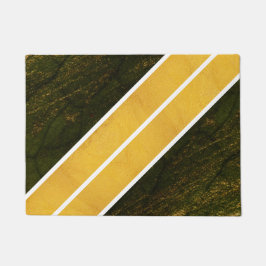 緑の金ゴールドの白い線 ドアマット