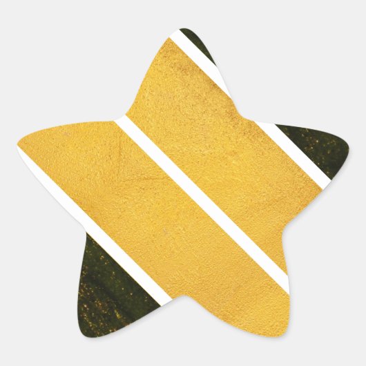 緑の金ゴールドの白い線 星シール (正面)