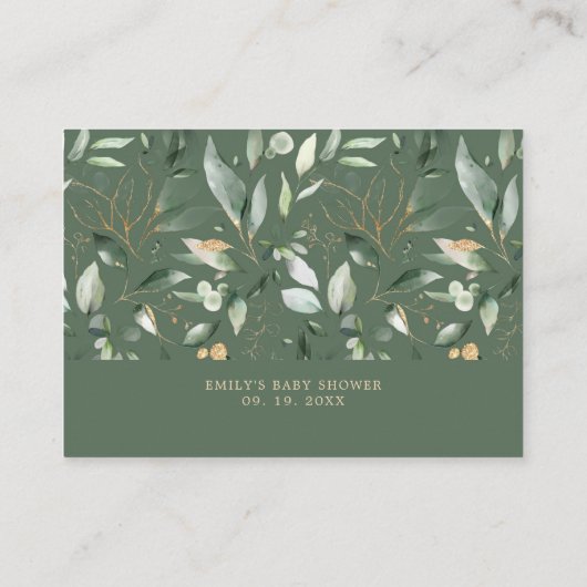 緑の金ゴールドの葉おむつラッフルエンクロージャカード エンクロージャーカード (裏面)