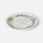 緑の金ゴールドの葉がバプテスマを越える ペーパープレート (アングル)
