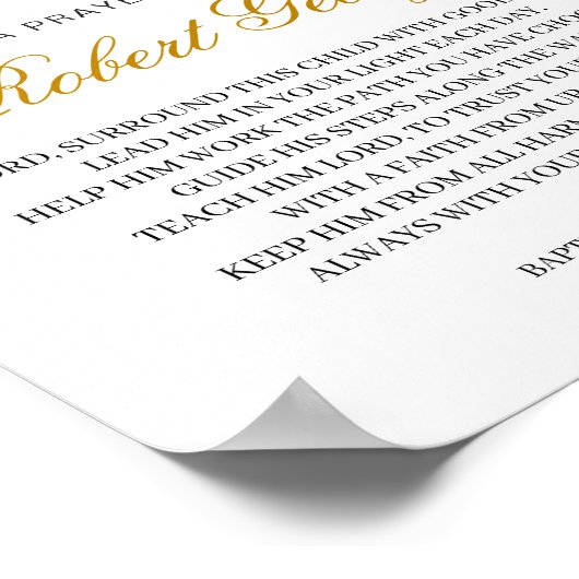 緑の金ゴールドの葉がバプテスマ男女兼用スを越える ポスター (角)