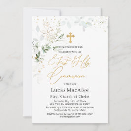 緑の金ゴールドの葉が最初に交叉 招待状