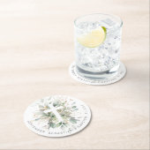 緑の金ゴールドの葉と十字の洗礼 ラウンドペーパーコースター (インサイチュ)