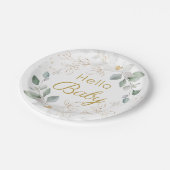 緑の金ゴールドの葉のベビ男女兼用ーシャワーパパニコロウ ペーパープレート (アングル)