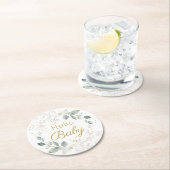 緑の金ゴールドの葉のベ男女兼用ビーシャワー ラウンドペーパーコースター (インサイチュ)