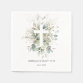 緑の金ゴールドの葉クロスバプティスペーパーナプキン スタンダードカクテルナプキン (正面)