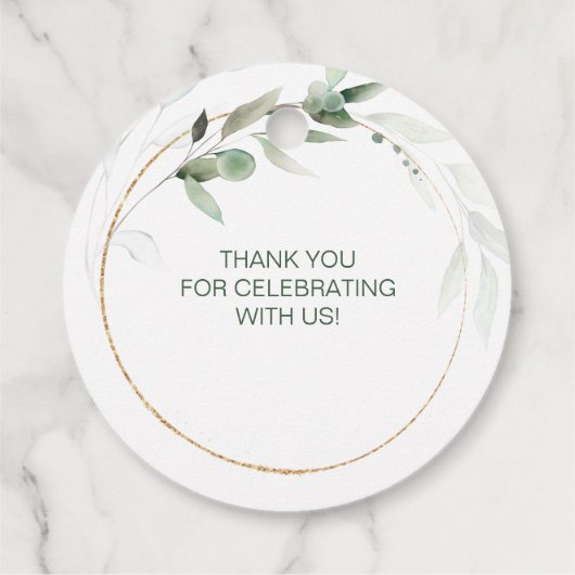 緑の金ゴールドの葉クロスバプテスマメッセージカード フェイバータグ (裏面)