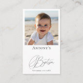 緑の金ゴールドの葉クロスバプテスマ祈りの言葉 名刺 (裏面)